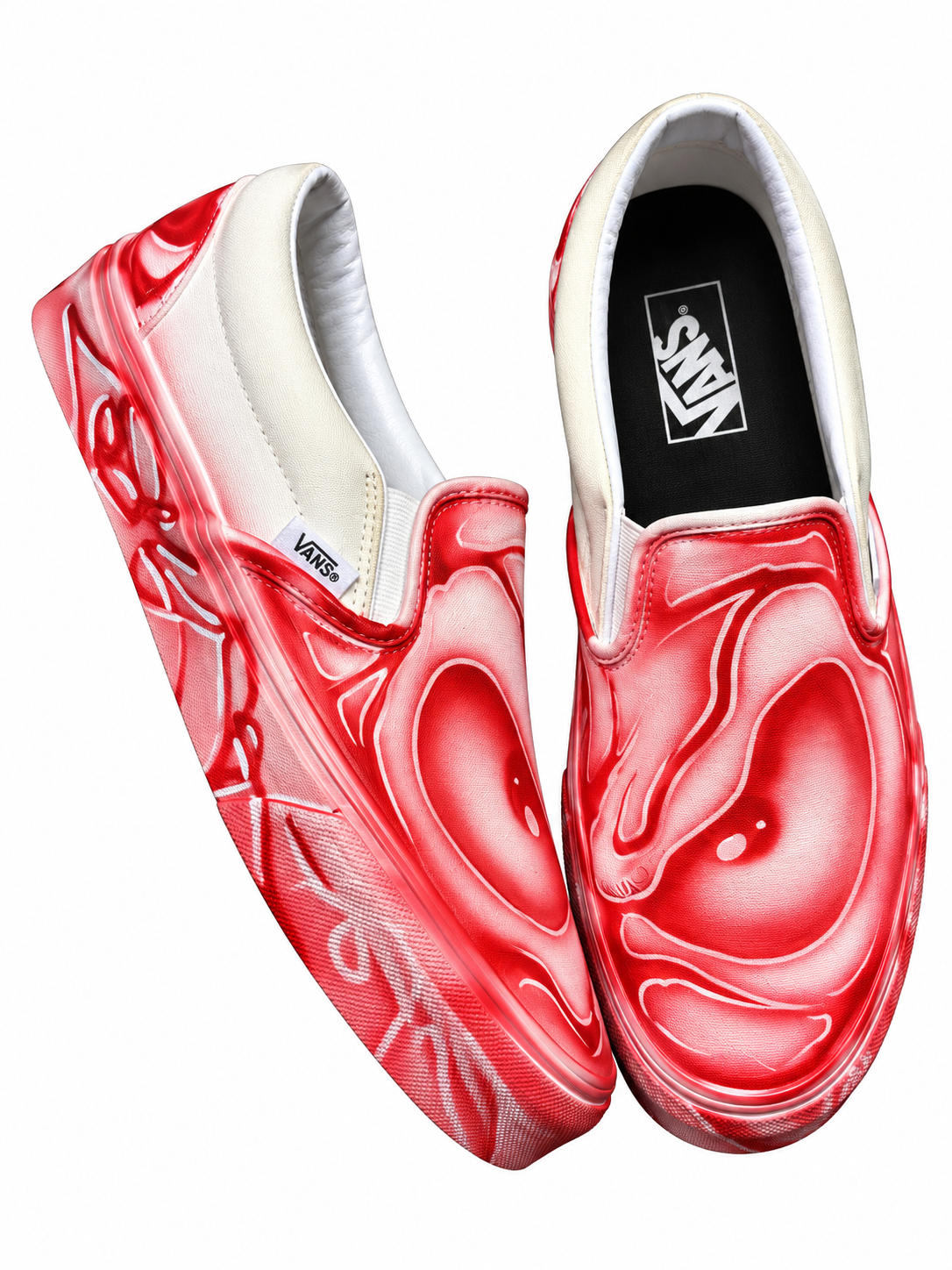 Leather Red / White Custom Vans 1 of 1